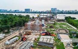 Hà Nội: Cận cảnh loạt trụ cầu vượt sông Hồng lộ diện