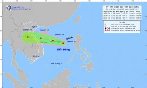 Áp thấp nhiệt đới giật cấp 9 di chuyển hướng vào khu vực miền Trung