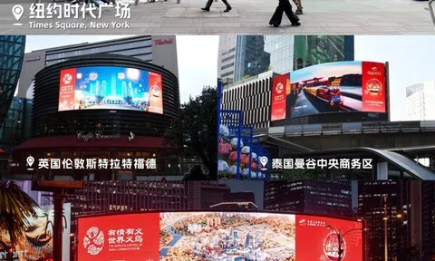 "Nghĩa Ô của thế giới, thành phố của sự ấm áp và chính trực" thắp sáng các biểu tượng toàn cầu