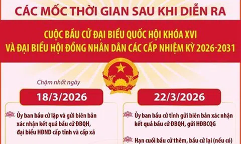 Các mốc thời gian sau cuộc bầu cử Đại biểu Quốc hội khóa XVI và đại biểu HĐND các cấp