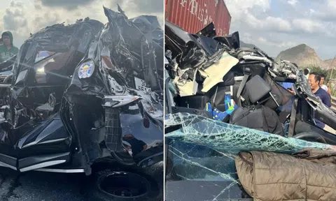 Va chạm giữa 6 xe trên cao tốc, có xe bị vò nát