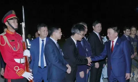 Thường trực Ban Bí thư đến sân bay Techo, bắt đầu thăm Campuchia