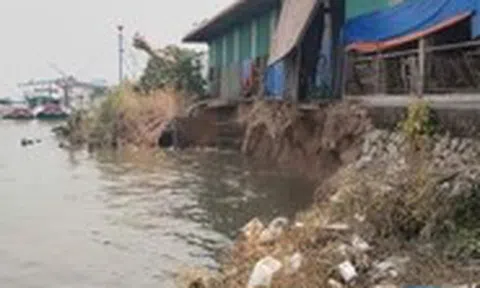 Sạt lở bờ sông Hậu dài 50m, ăn sâu vào bờ 8m, di dời 660 tấn gạo