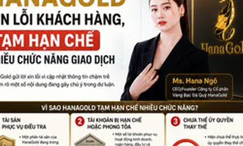 Hana Gold xin lỗi nhà đầu tư, nêu lý do nhiều chức năng trên ứng dụng vẫn bị tạm khoá