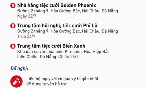 Bộ Y tế tìm người đến 3 trung tâm tiệc cưới tại Đà Nẵng