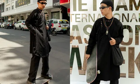 Tín đồ thời trang diện áo dài học đường kết hợp ván trượt "chiếm trọn spotlight" The Best Street Style 2020 ngày 2