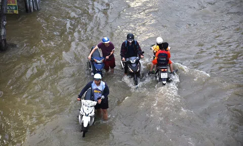 Triều cường tại TP.HCM đạt đỉnh 1,7m, người dân vật vã trong nước lớn